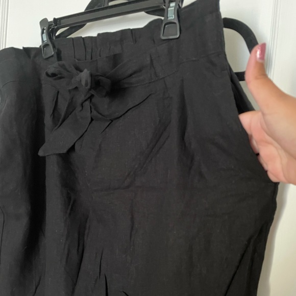 Dynamite Jet Black Paper-bag Linen Belted Skirt - Picture 6 of 10